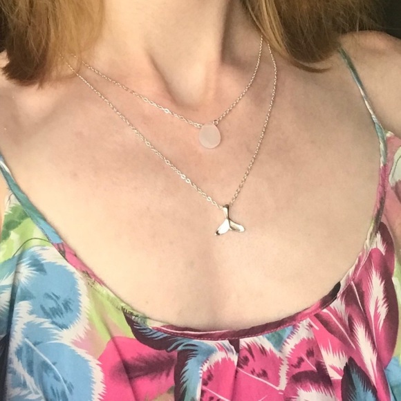 Blue Eyed Daisy Jewelry - Silver Layered Mermaid Tail Whale Fin Necklace